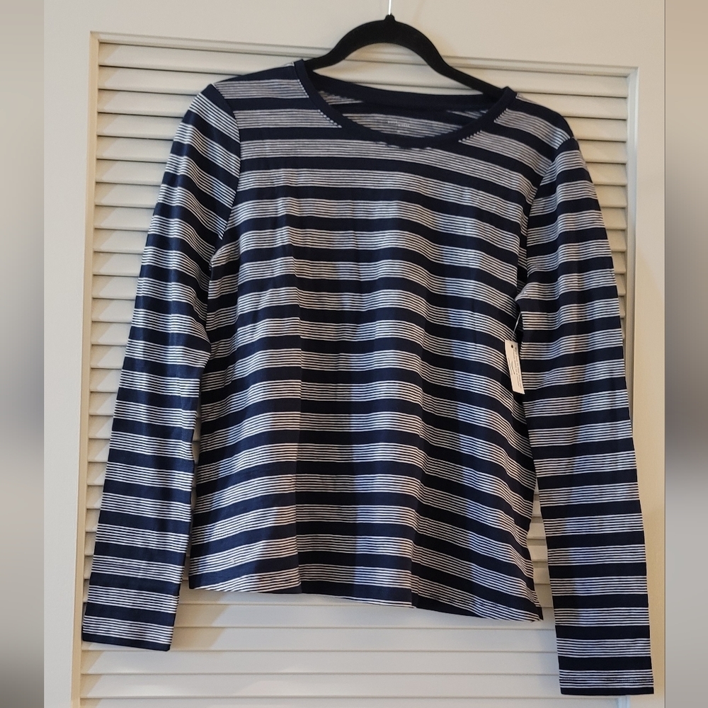 Daily Ritual - (NWT) Navy & White Striped 100% Cotton Long-Sleeve Top